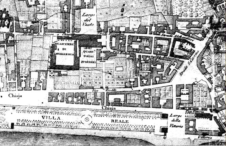 Cartina della zona di Chiaia dove avevano sede i Regimenti Svizzeri